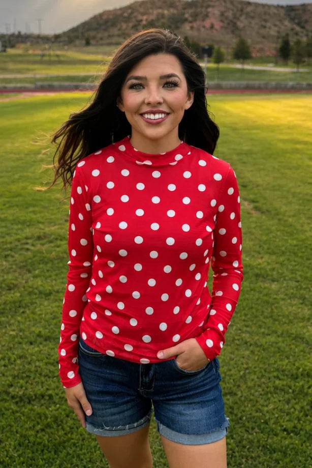 Polka Dot Mesh Top INS