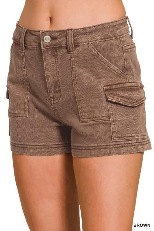 Zenana Utility Pocket Denim Shorts INS