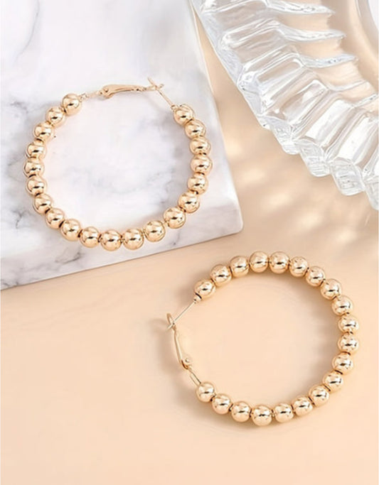 Gold Beaded Hoops INS