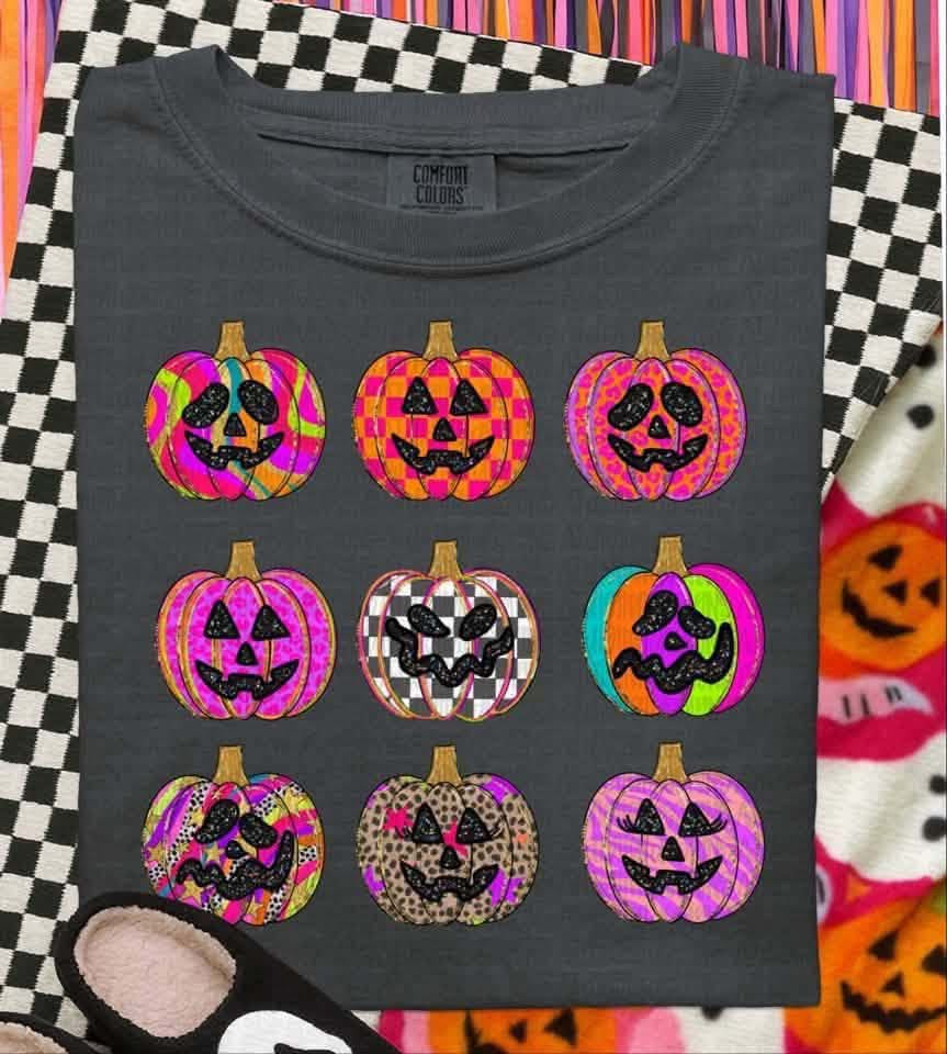 Patchwork Neon Pumpkin Tee (Pre-Order)