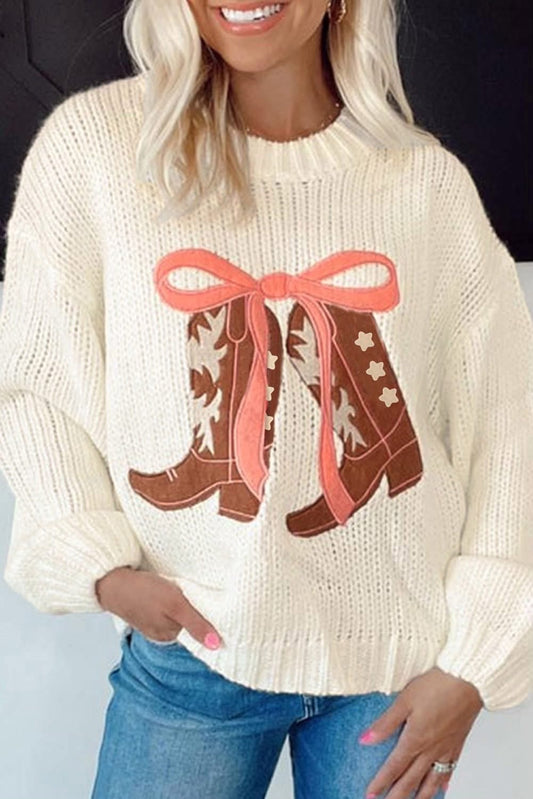 White Bow Boot Sweater (pre-order)