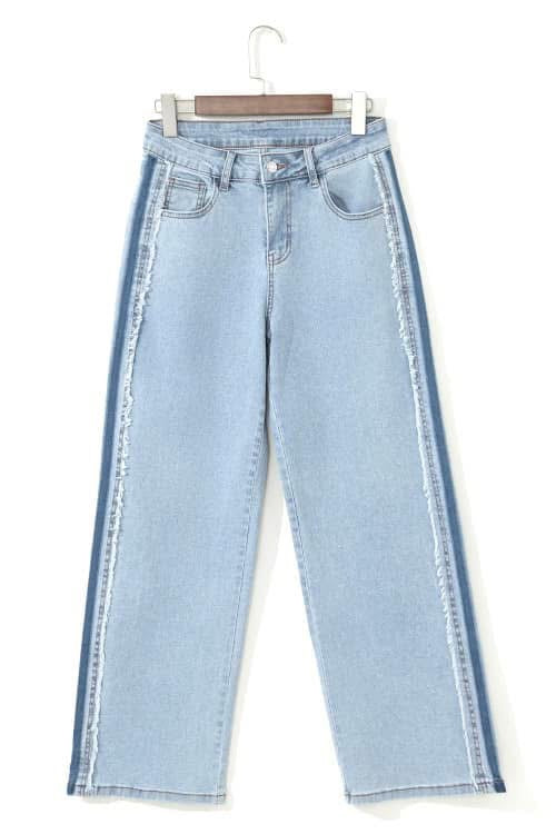 Blue Stripe Patchwork Jeans (Pre-Order)