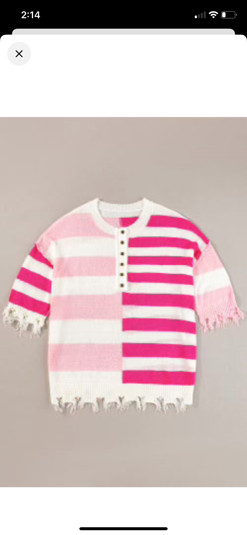 Distressed Pink Striped Sweater INS