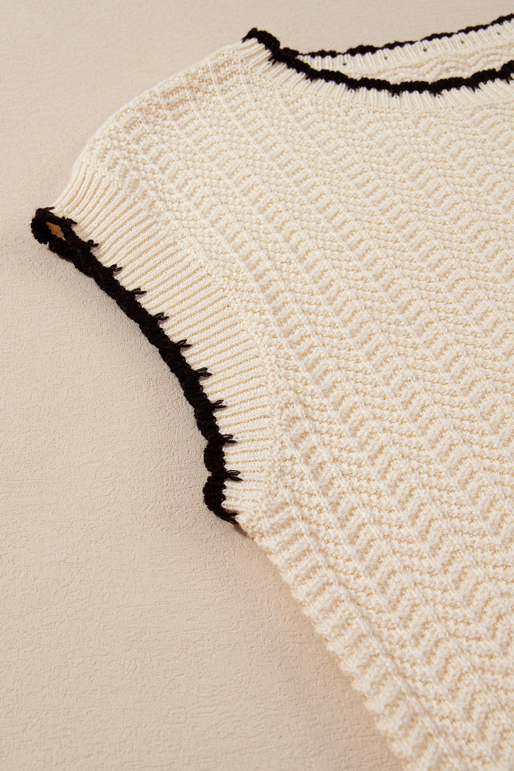 Beige Contrast  Boxy Sweater LT