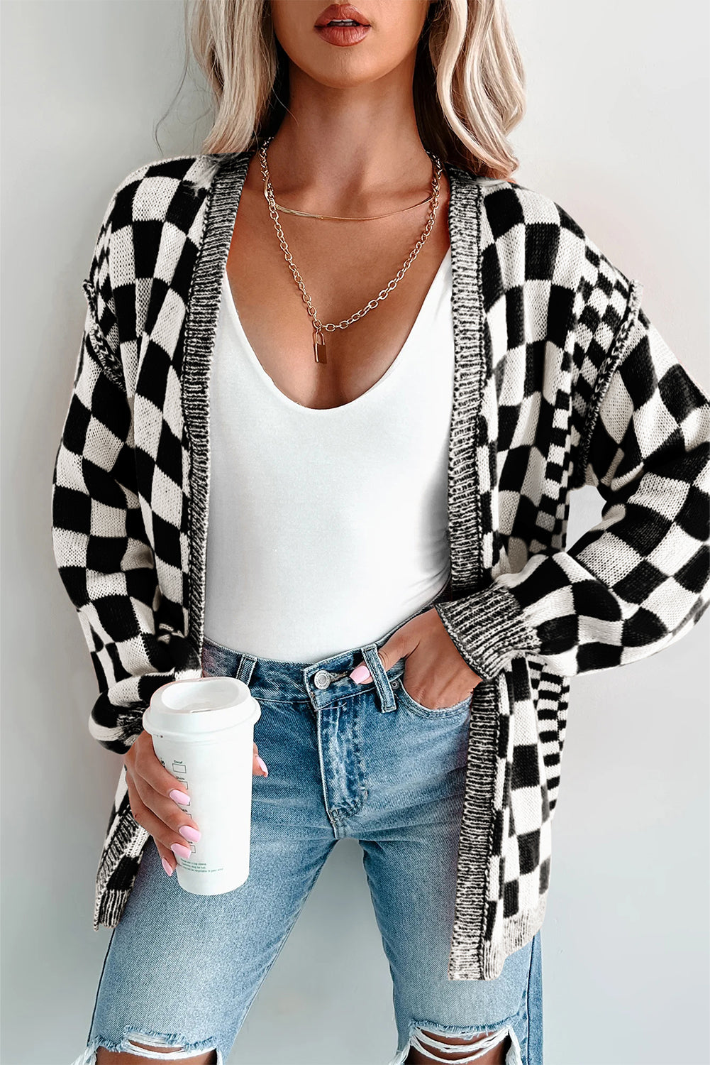 Checkered Cardigan LT