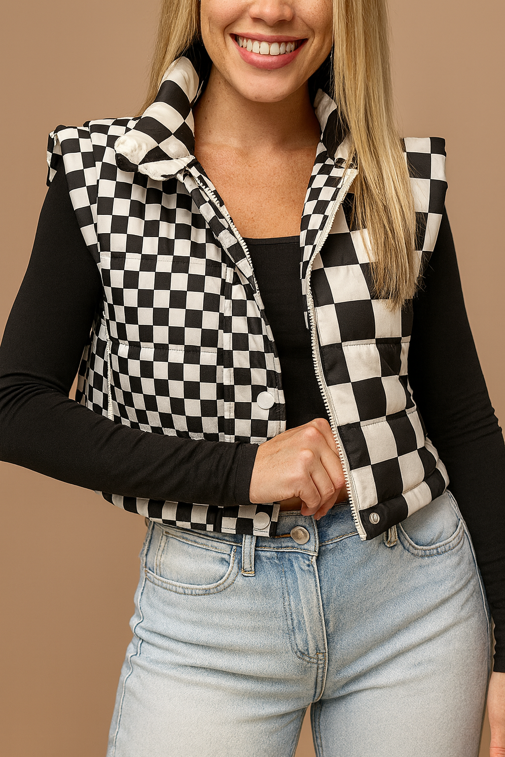 Checkered Puffer Vest (Pre-Order)