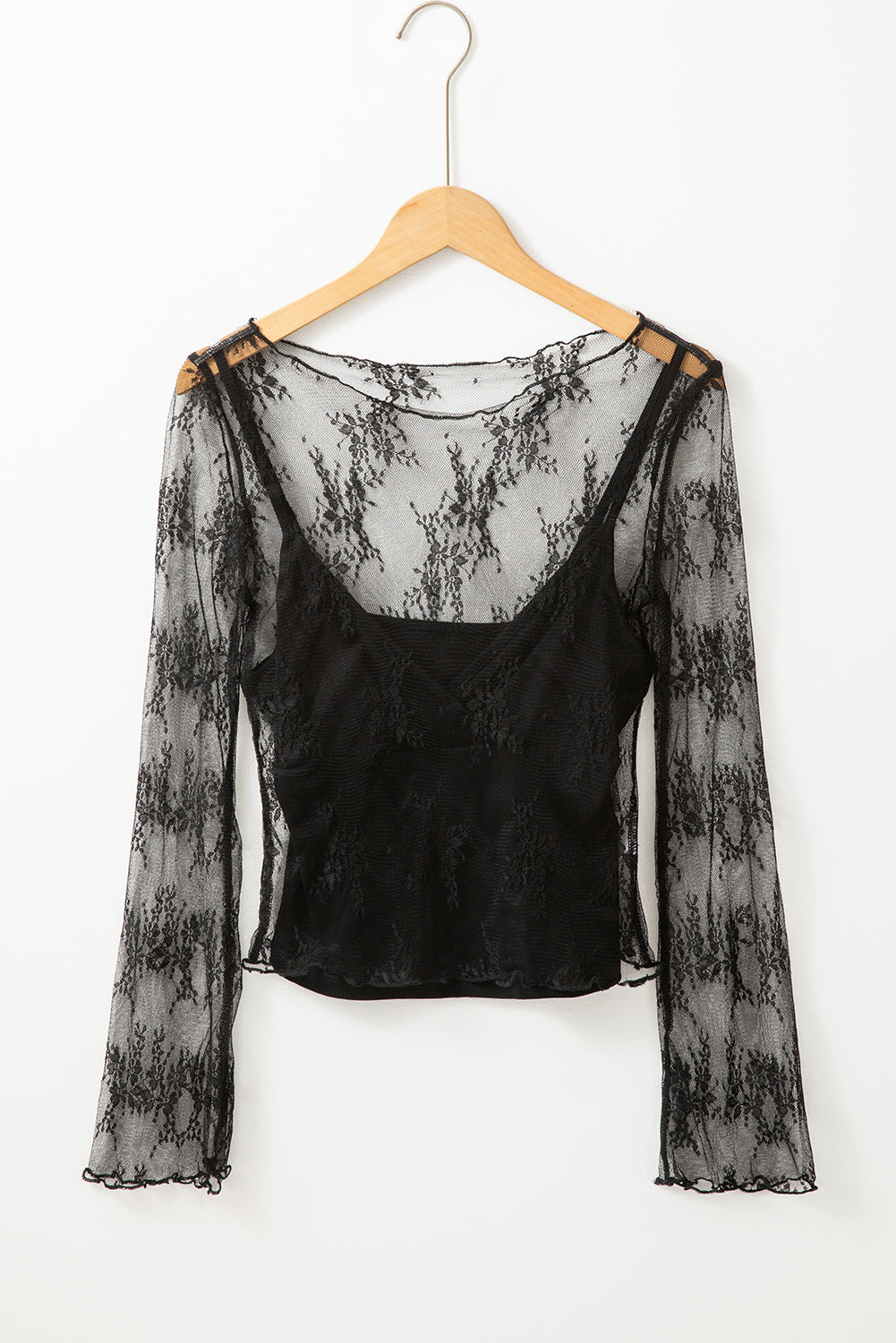 Black Lace Mesh Blouse LT