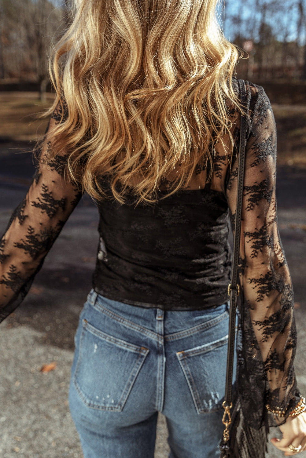 Black Lace Mesh Blouse LT