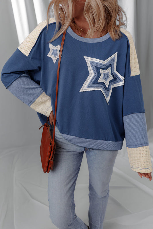 Blue Colorblock Star Top August.