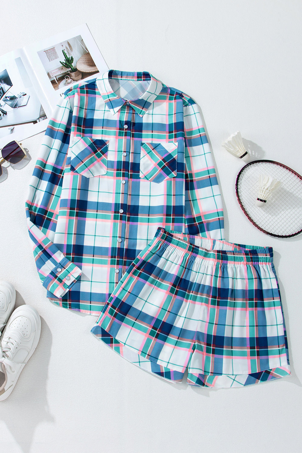 Blue Plaid Lounge Set LT