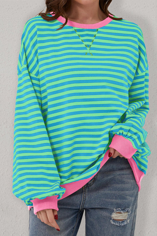 Blue Stripe Oversize Pullover LT