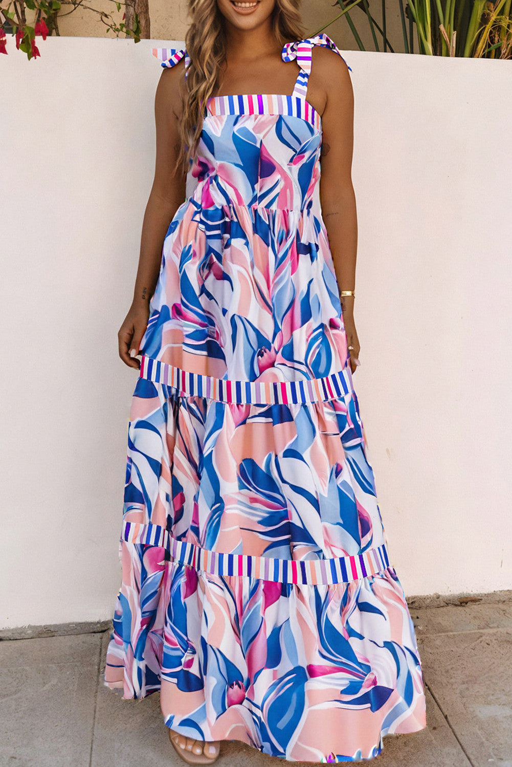 Abstract Knot Strap Maxi Dress FB