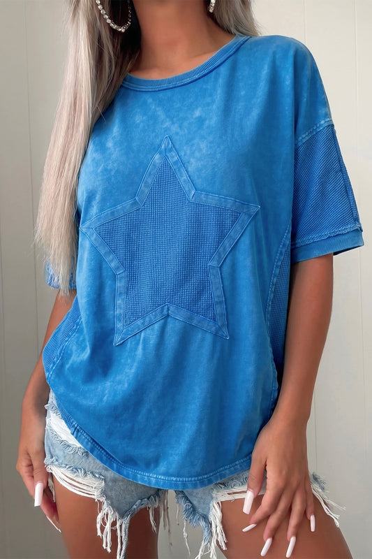Blue Mineral Wash Star Top