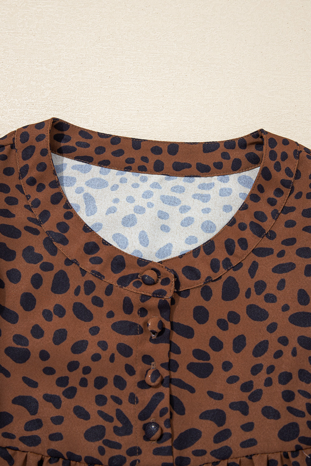 Brown Leopard Ruffle Sleeve Blouse August.
