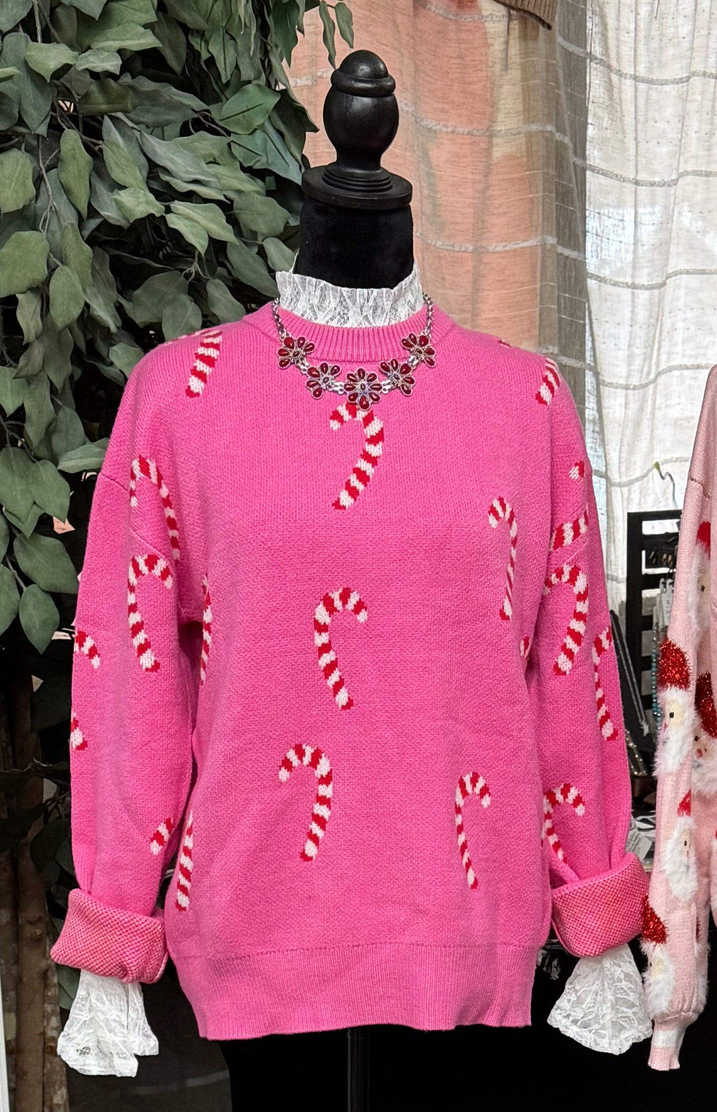 Pink Candy Cane Sweater INS