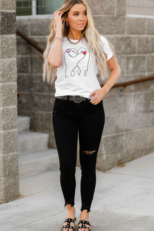 White Valentine LOVE Gesture Tee INS