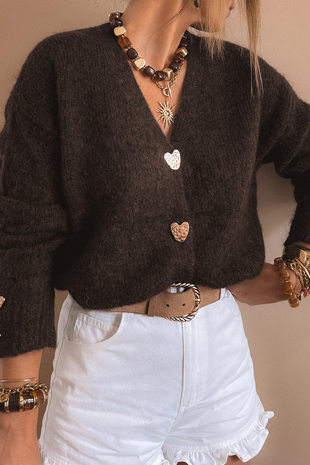 Heart Button Sweater INS