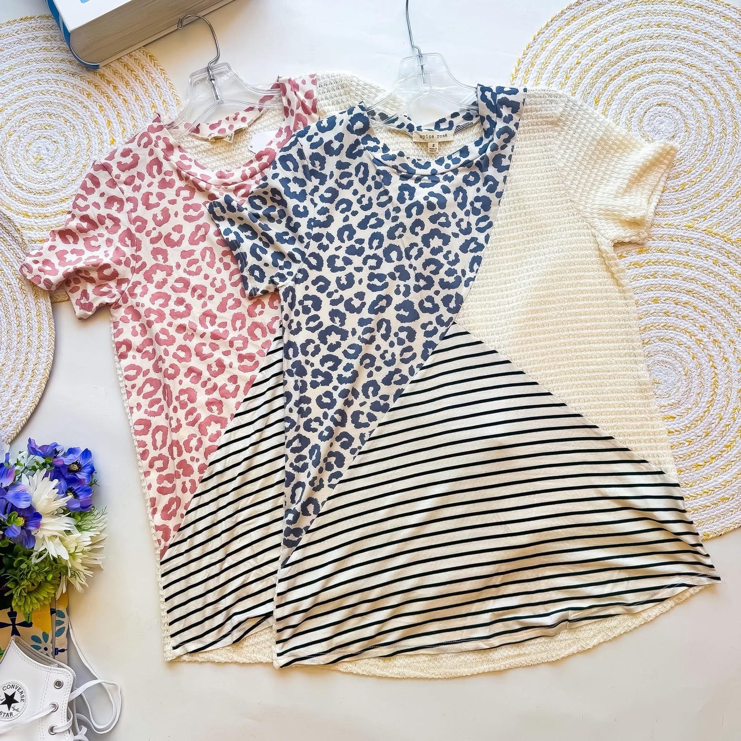 Pink Leopard Colorblock Top INS