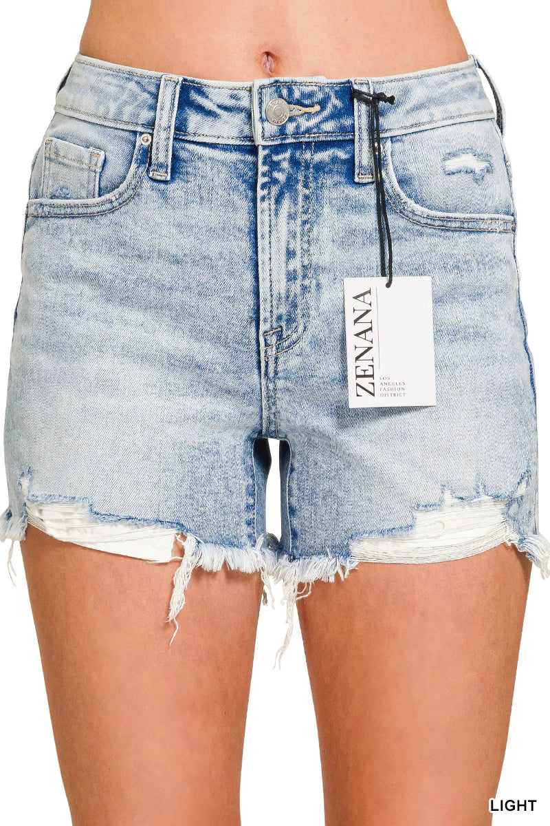 Zenana Distressed Denim Shorts INS