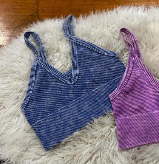 Dark Blue Ribbed Cropped Cami INS