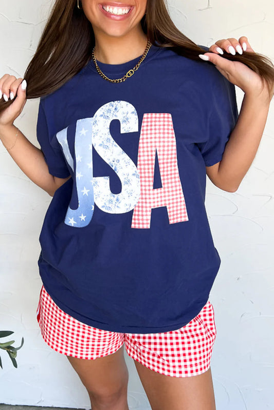 Blue USA Graphic Top INS