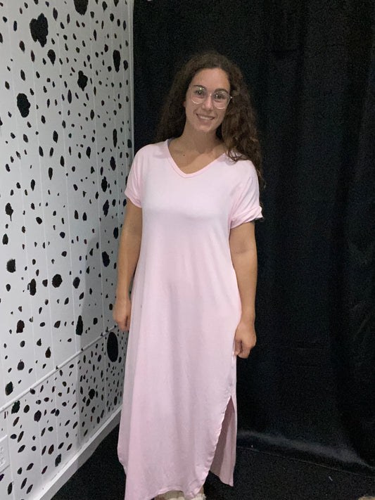 Pink T-shirt Maxi Dress INS