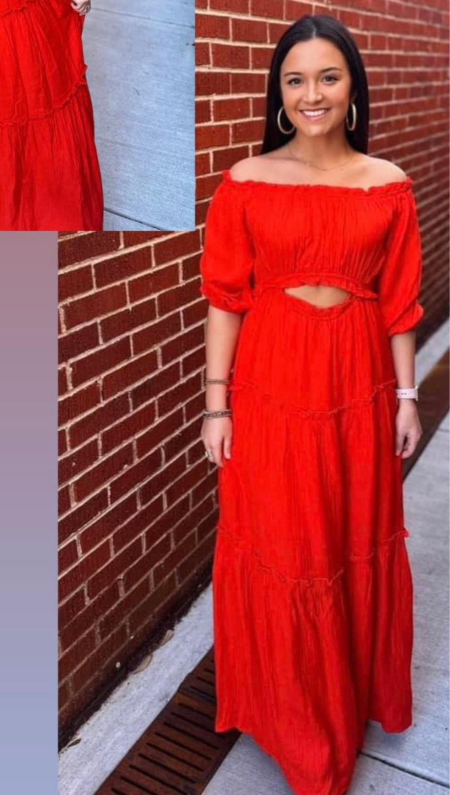 Red off the shoulder Maxi dress INS