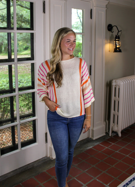 Wide Sleeve Striped Sweater INS