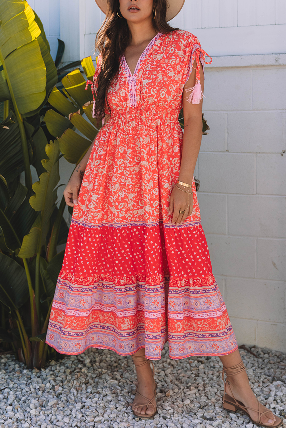 Floral Tassel Sleeve Maxi Dress OOTD