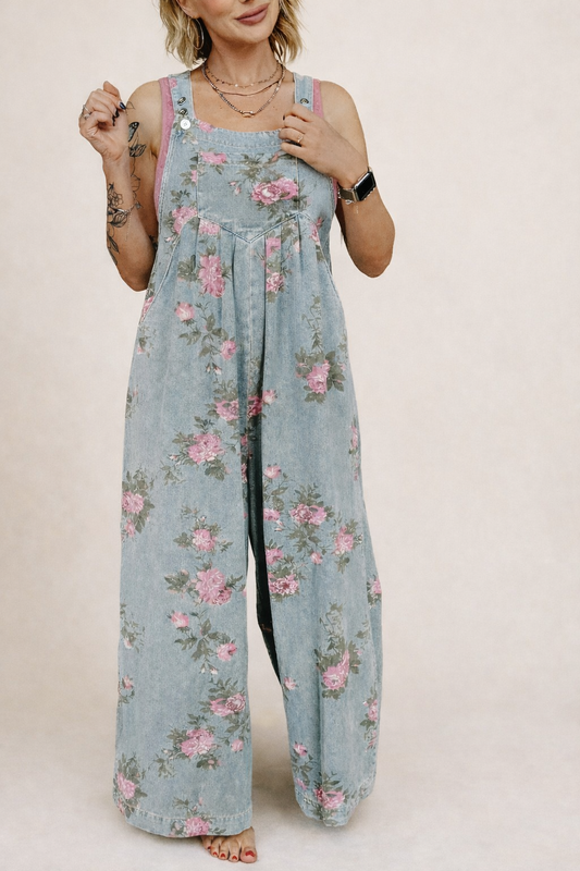Floral Denim Jumpsuit INS