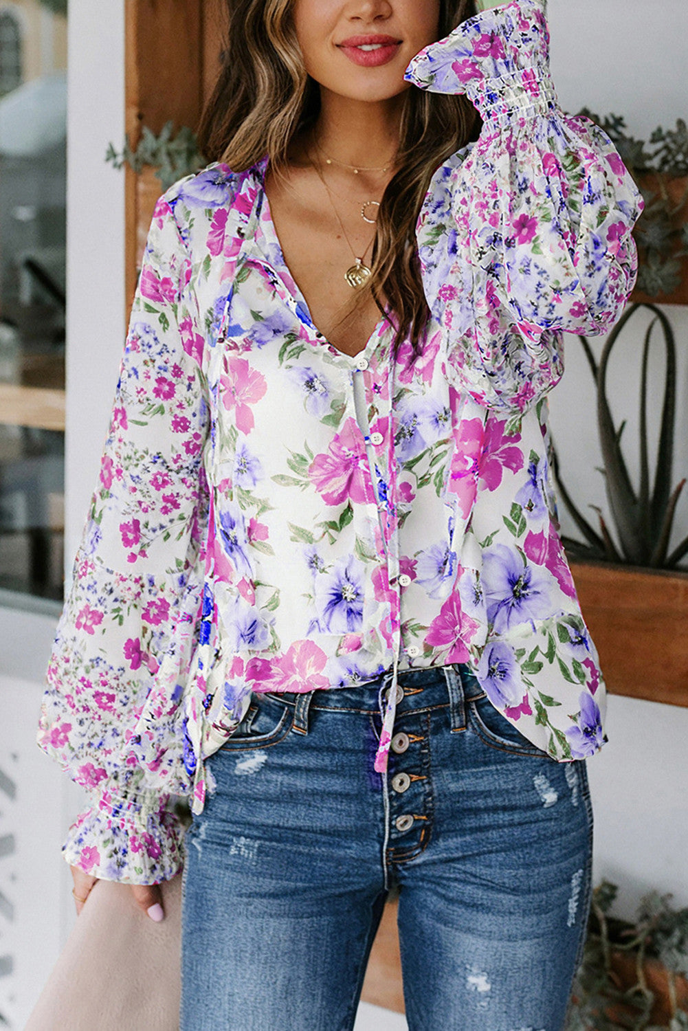 Floral Smocked Blouse OOTD