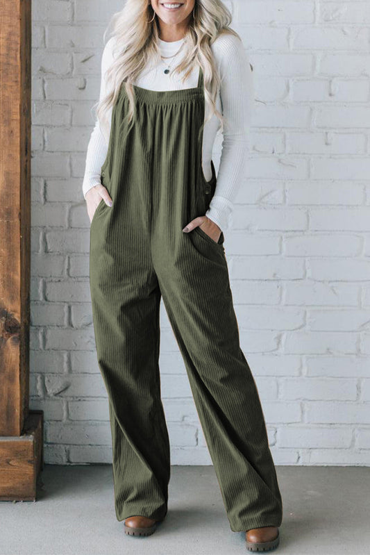 Green Corduroy Loose Overalls LT