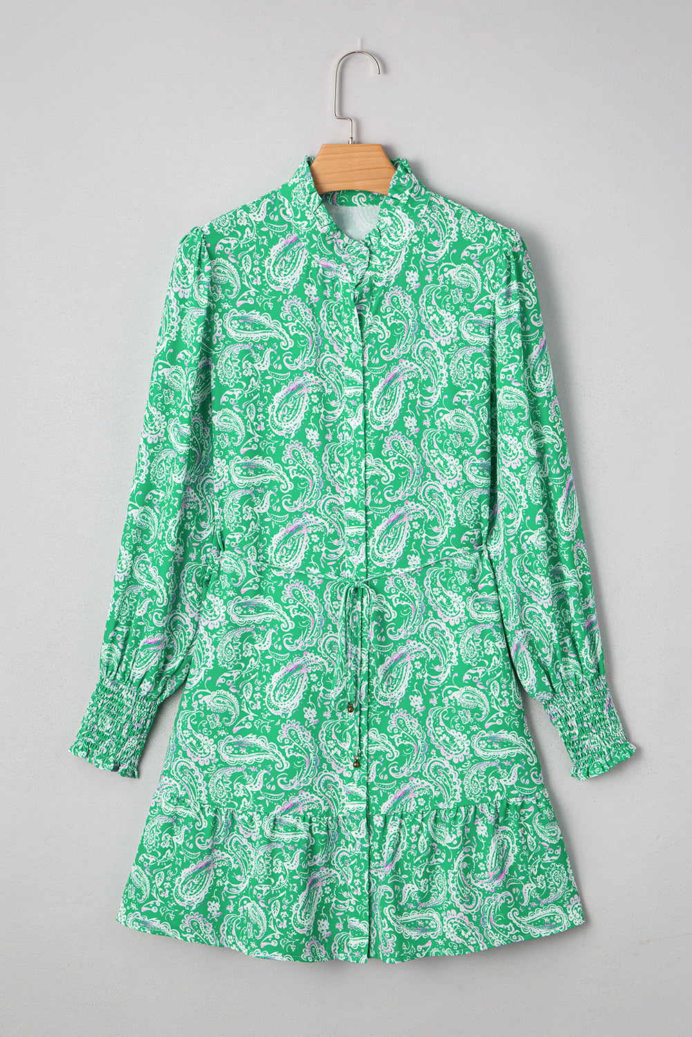 Green Paisley Tie Front Dress LT