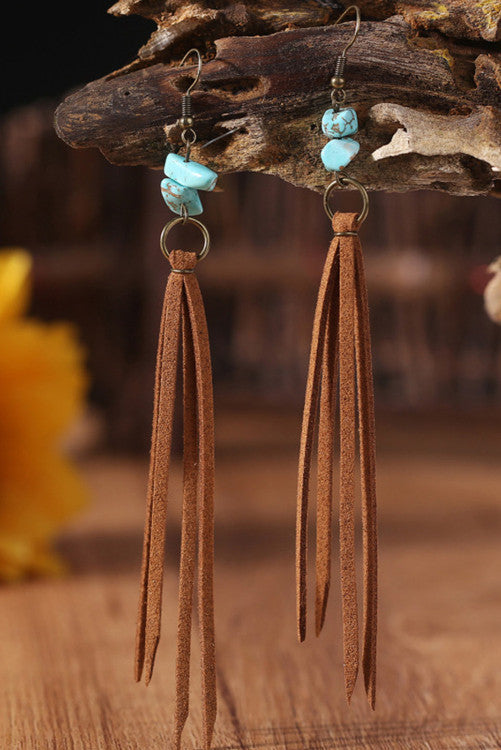 Turquoise Tassel Earrings INS