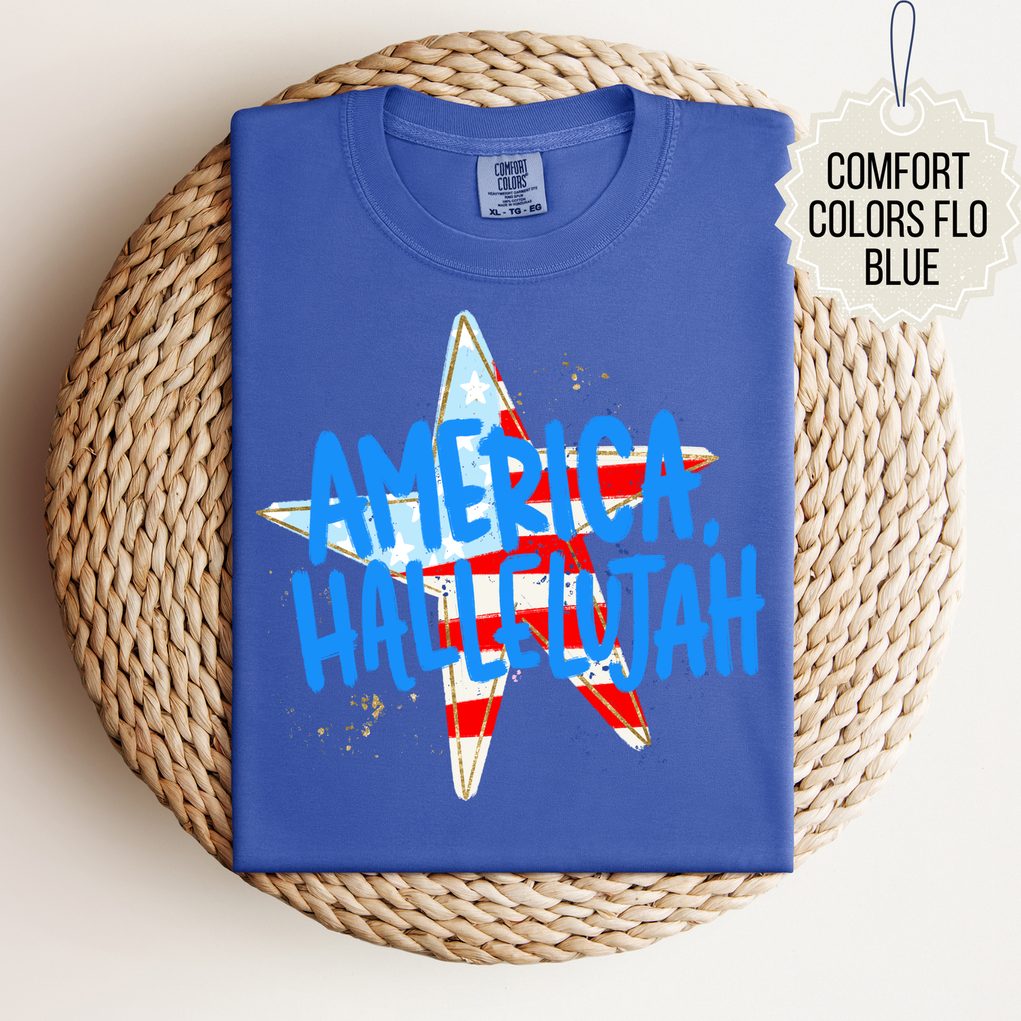 America Flag Star Hallelujah Tee.