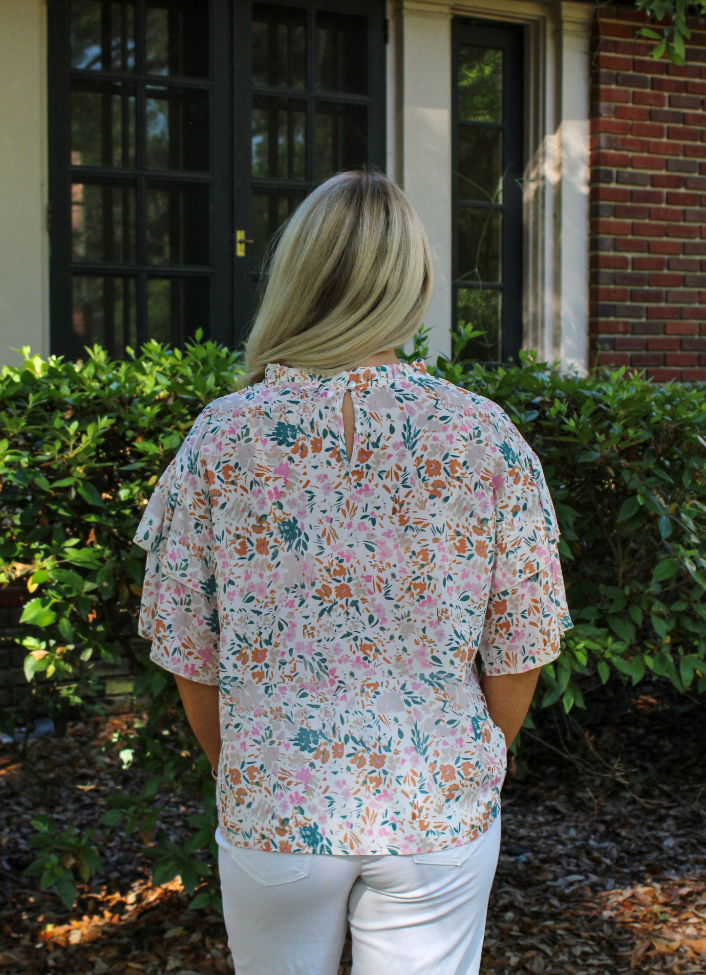 Floral Wide Sleeve Ruffle Top LT