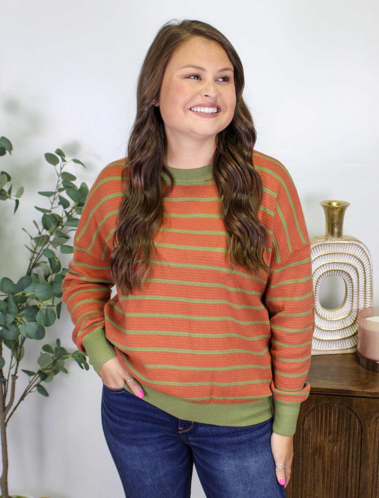 Brown and Green Striped Shirt LT