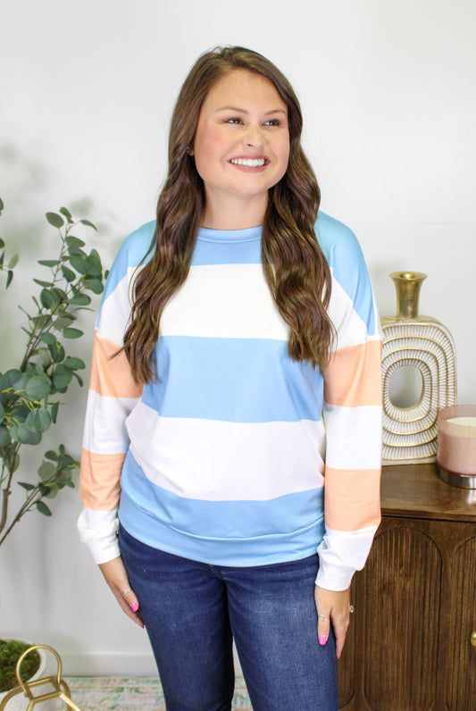 Blue and Orange Striped Tee LT