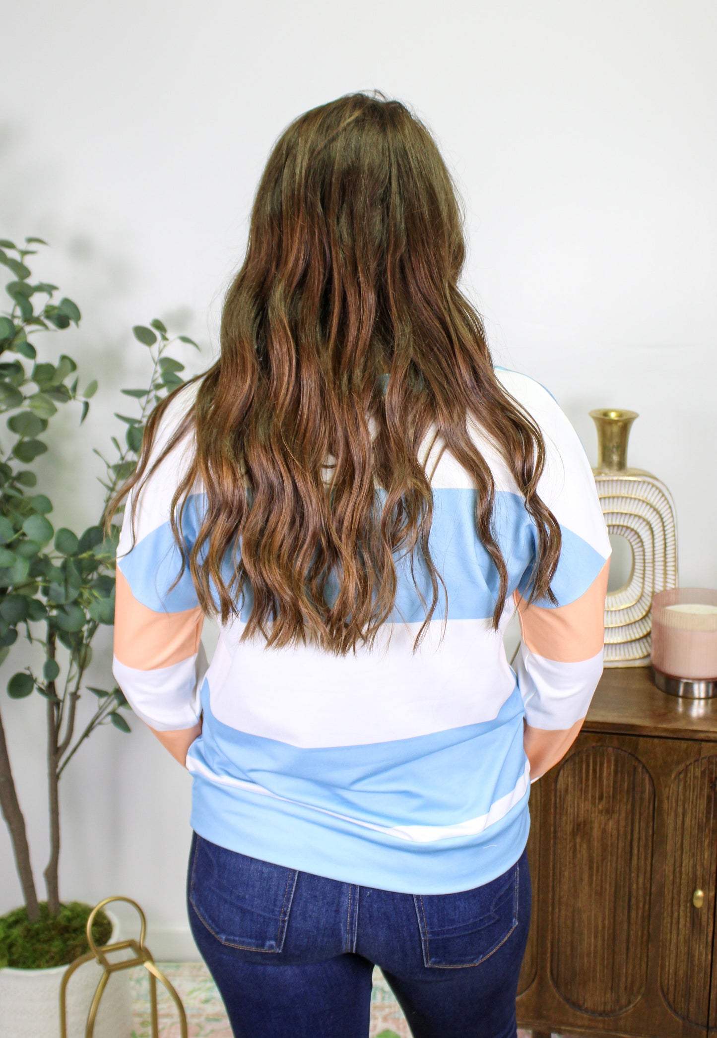 Blue and Orange Striped Tee LT