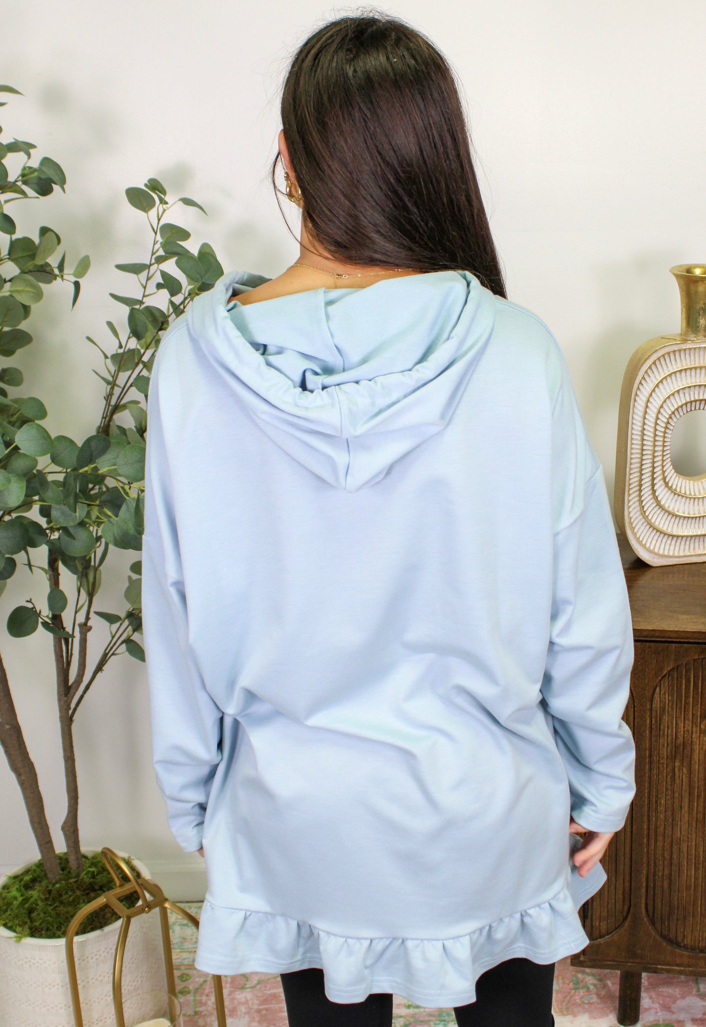 Blue Ruffled Hoodie RTS