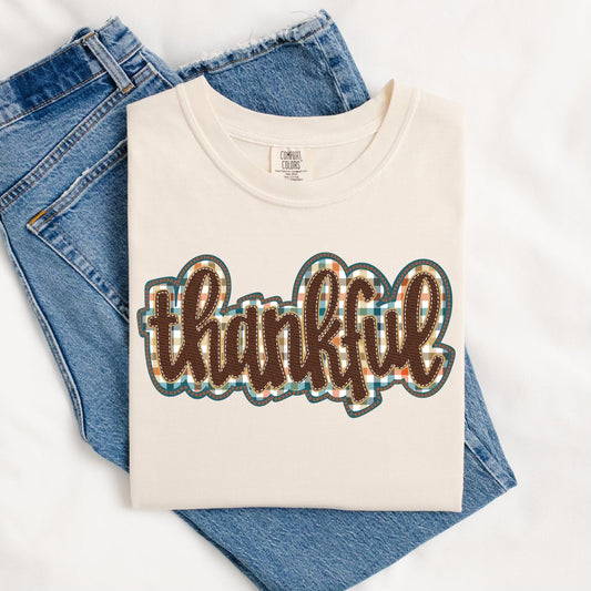 Plaid Thankful Tee.