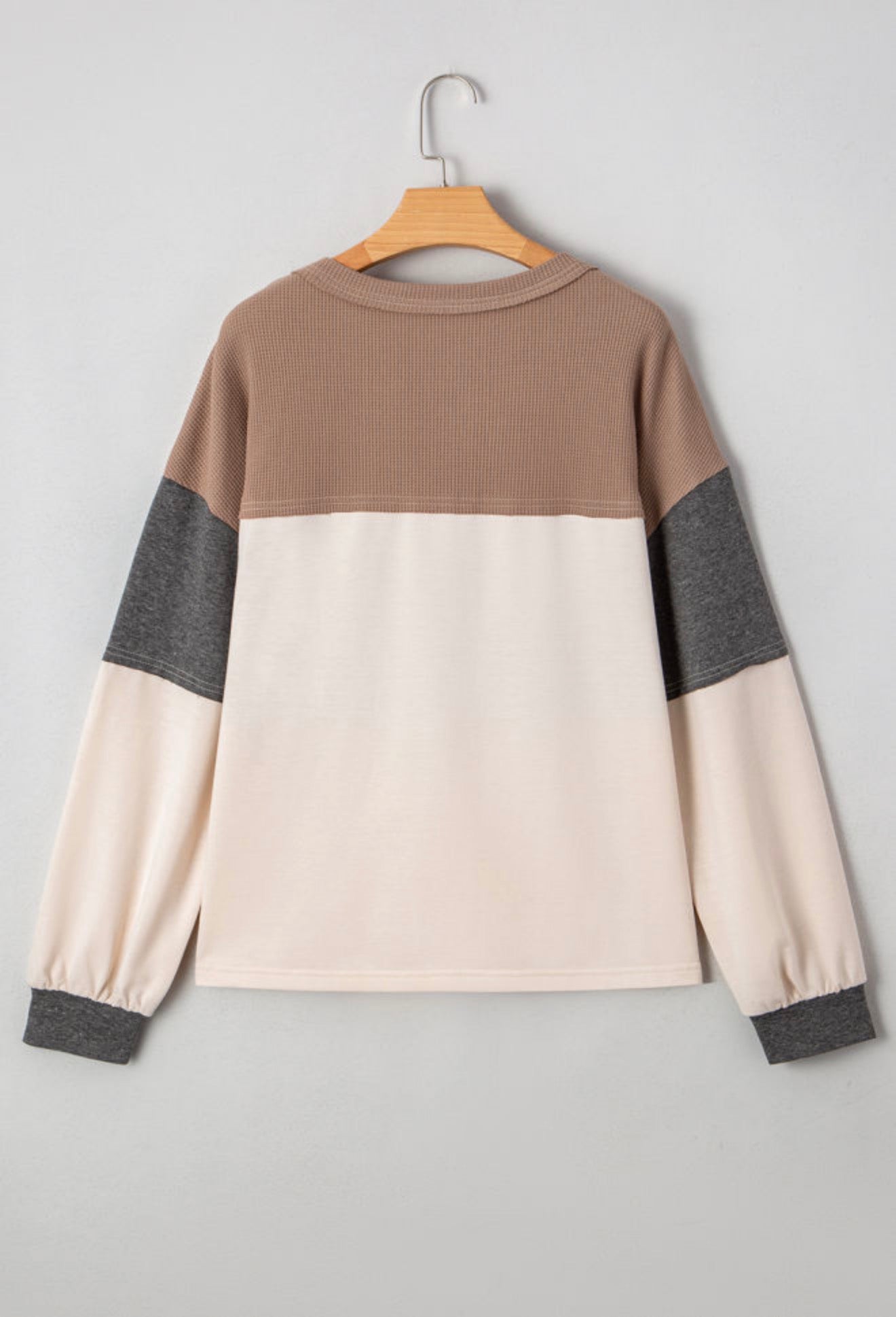 Colorblock Waffle Knit Henley Top RTS