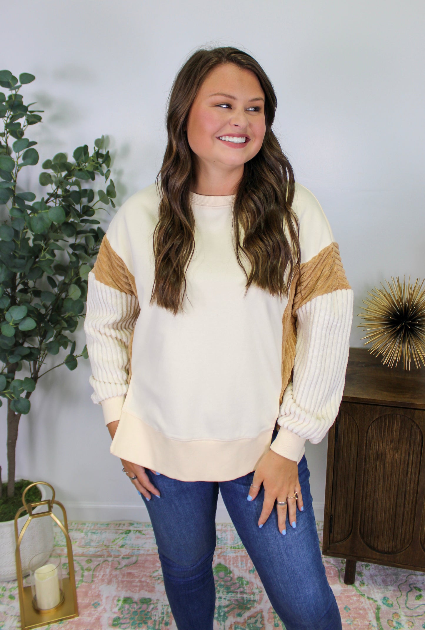 Neutral Colorblock Sweater RTS