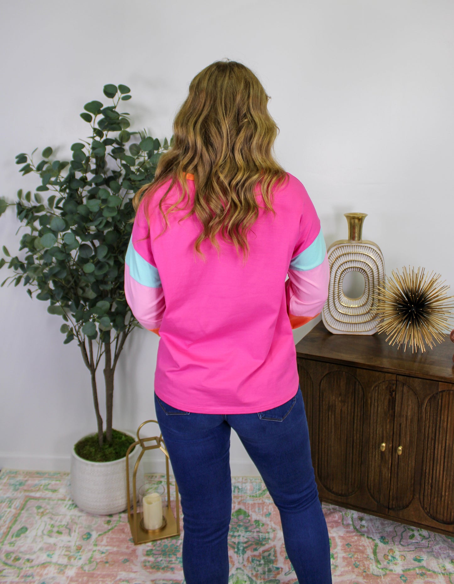 Pink Colorblock Long Sleeve Tee RTS