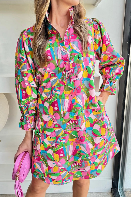 Abstract Button Up Dress LT