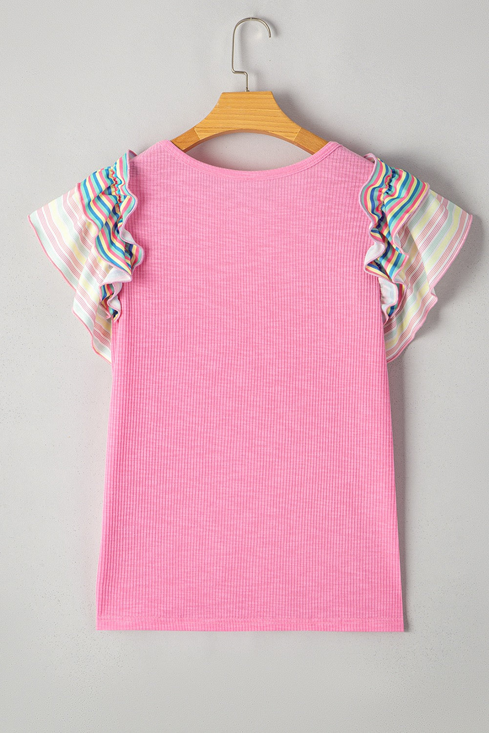 Pink Rainbow Flutter Sleeves Top FB
