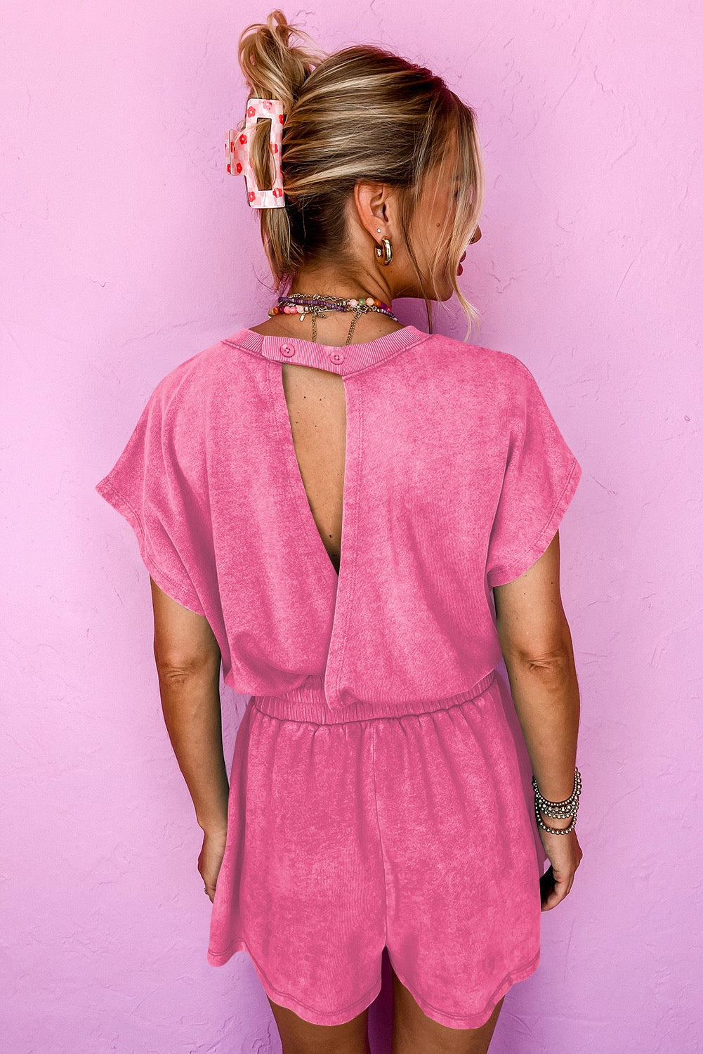 Pink Mineral Wash Romper LT