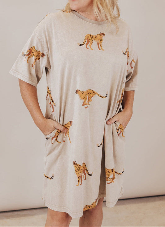 Cheetah Plus Size T Dress LT