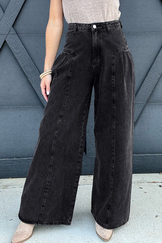 Mineral Wash Pleated Jeans LT