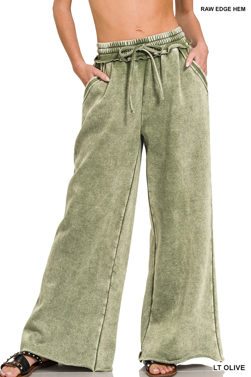 Acid Wash Fleece Sweatpants Zenana